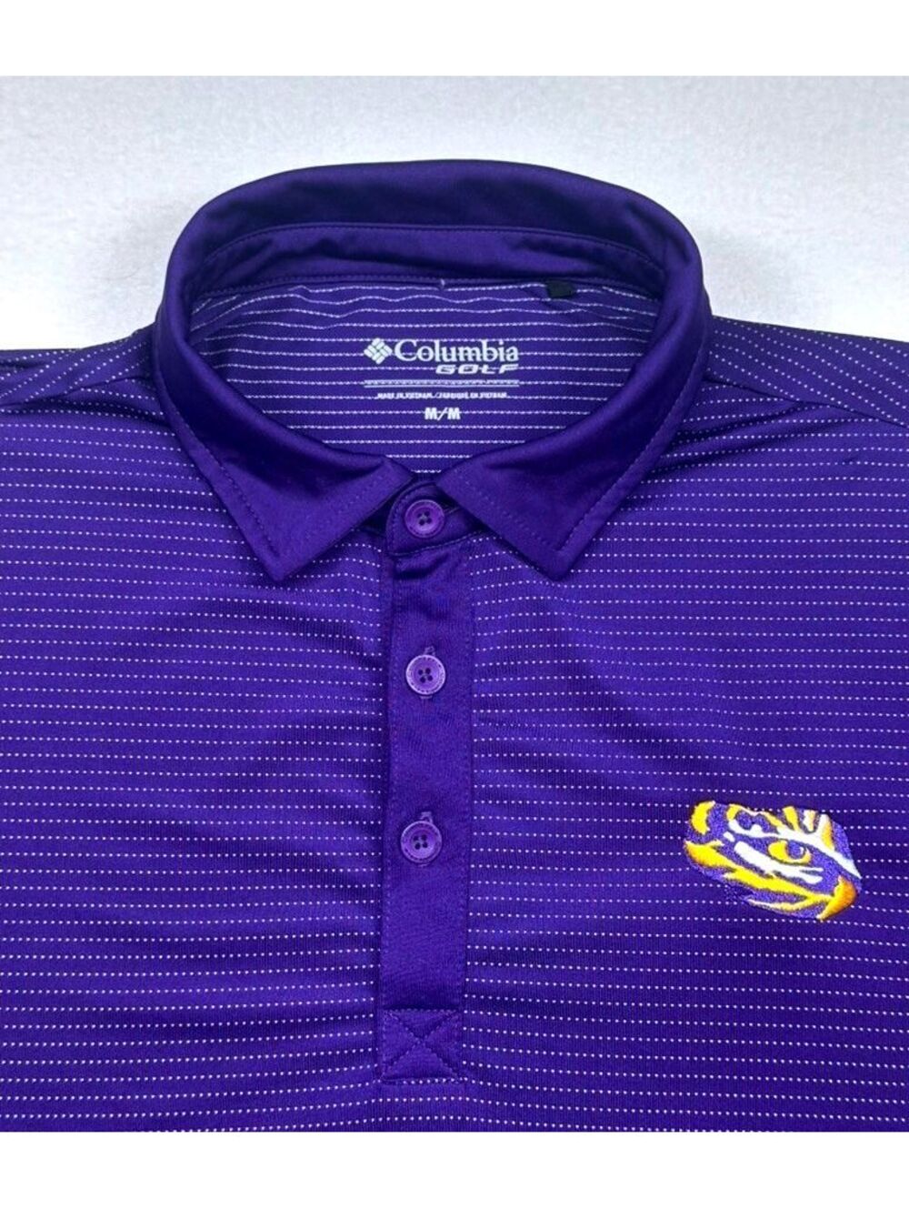 Columbia Golf Men's LSU Tigers Short Sleeve Omni-Wick Polo Shirt Purple Size M